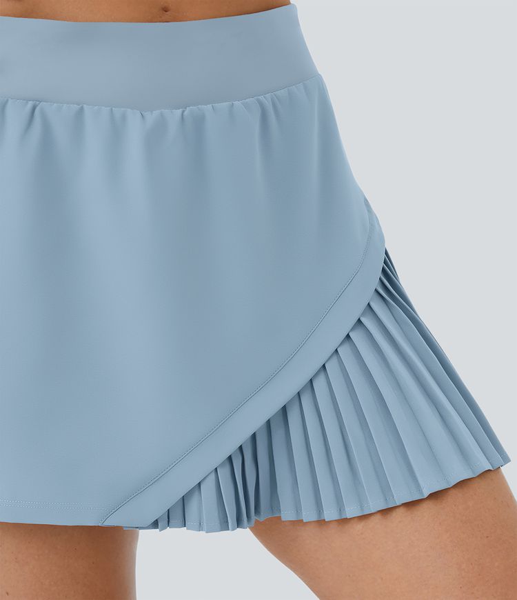 jupe de tennis plissée patchwork 2 en 1 pour tous les jours - kinetic