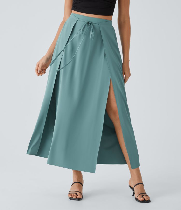 jupe longue décontractée 2 en 1 breezeful à taille haute et à nouer sur le devant séchage rapide