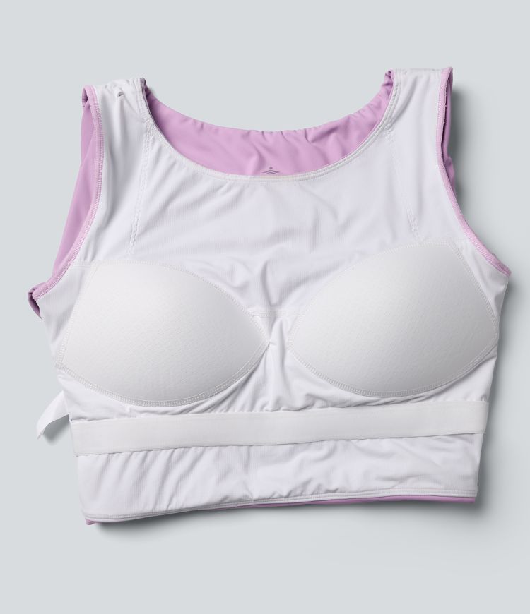 haut de yoga court et croisé push-up moulé et à encolure ronde manches longues et passe-pouces