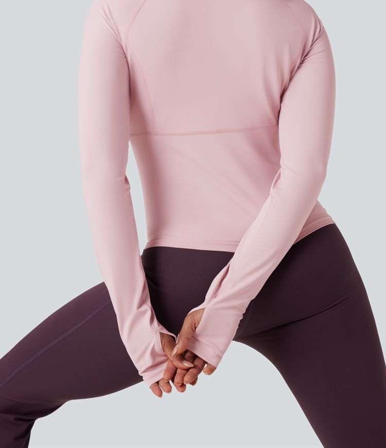haut de yoga de sport à manches longues push-up avec passe-pouces