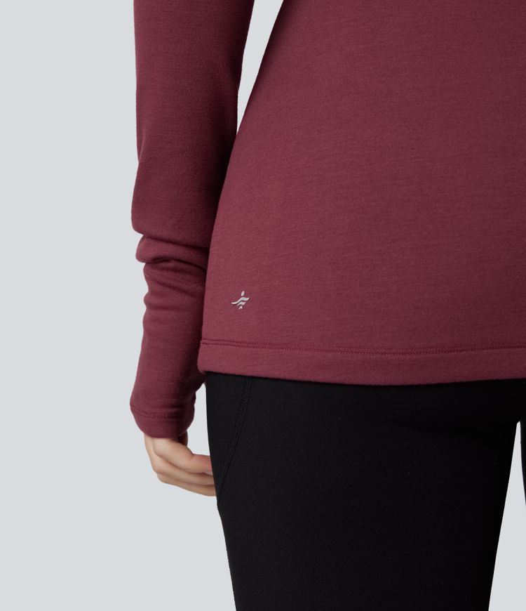 haut de sport de yoga à capuche et manches longues halara heatcore avec passe-pouces chauffant