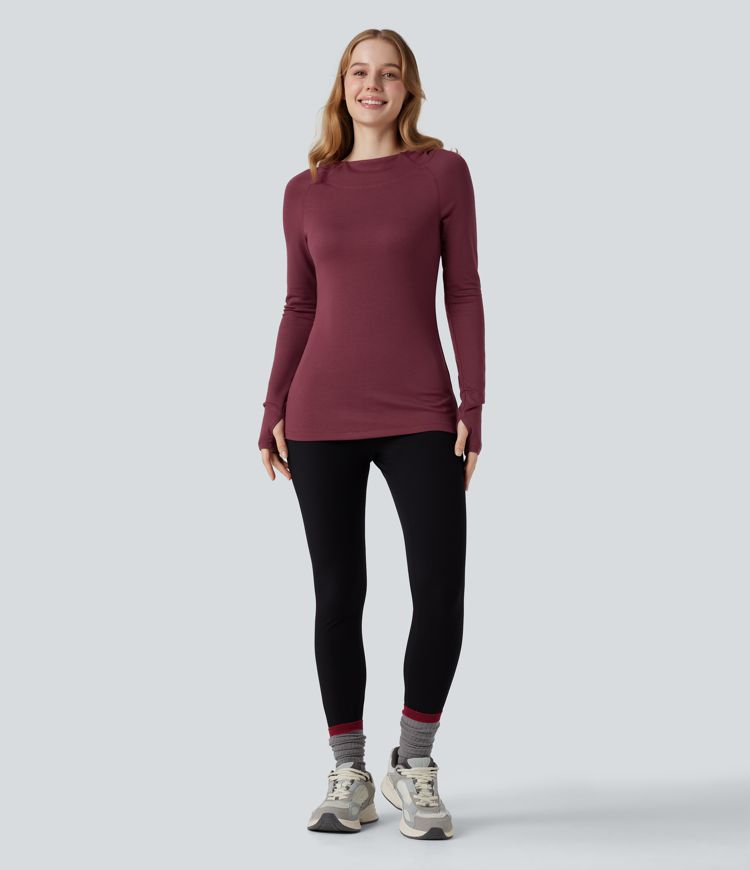 haut de sport de yoga à capuche et manches longues halara heatcore avec passe-pouces chauffant