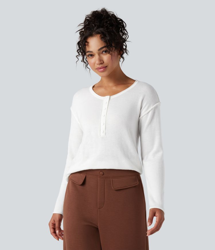 pull de travail à col henley et manches longues