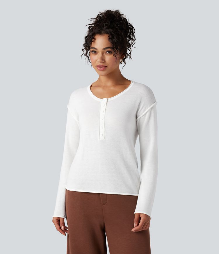 pull de travail à col henley et manches longues