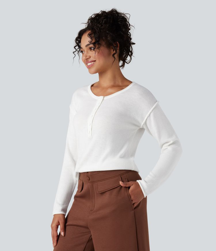 pull de travail à col henley et manches longues