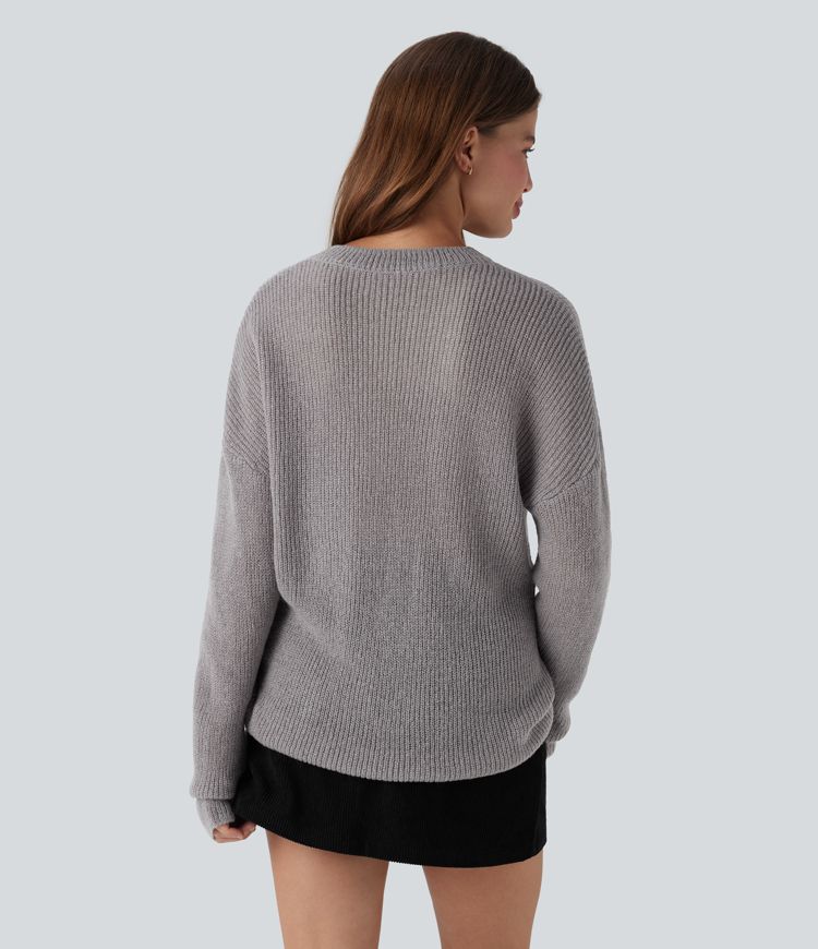 pull décontracté à manches longues et épaules tombantes