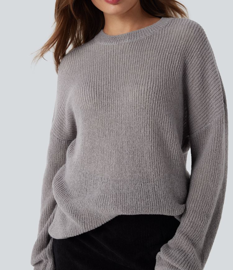 pull décontracté à manches longues et épaules tombantes