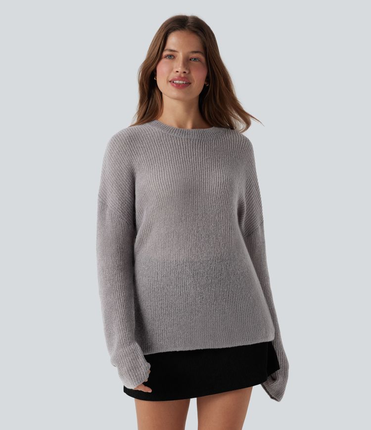 pull décontracté à manches longues et épaules tombantes
