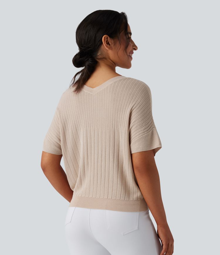 pull de travail à col en v et manches courtes