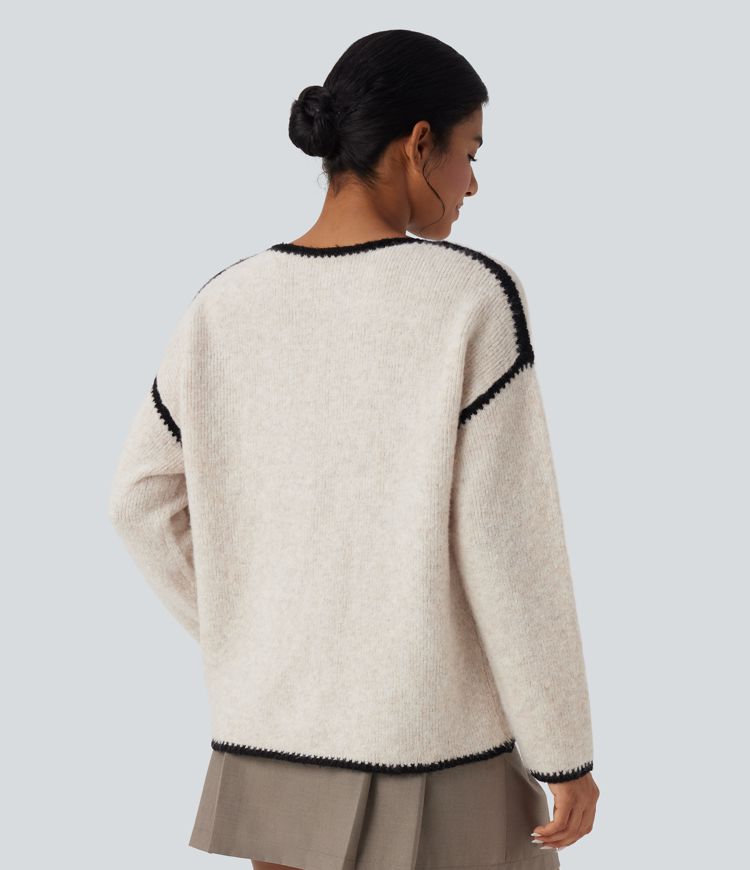 pull décontracté à blocs de couleur