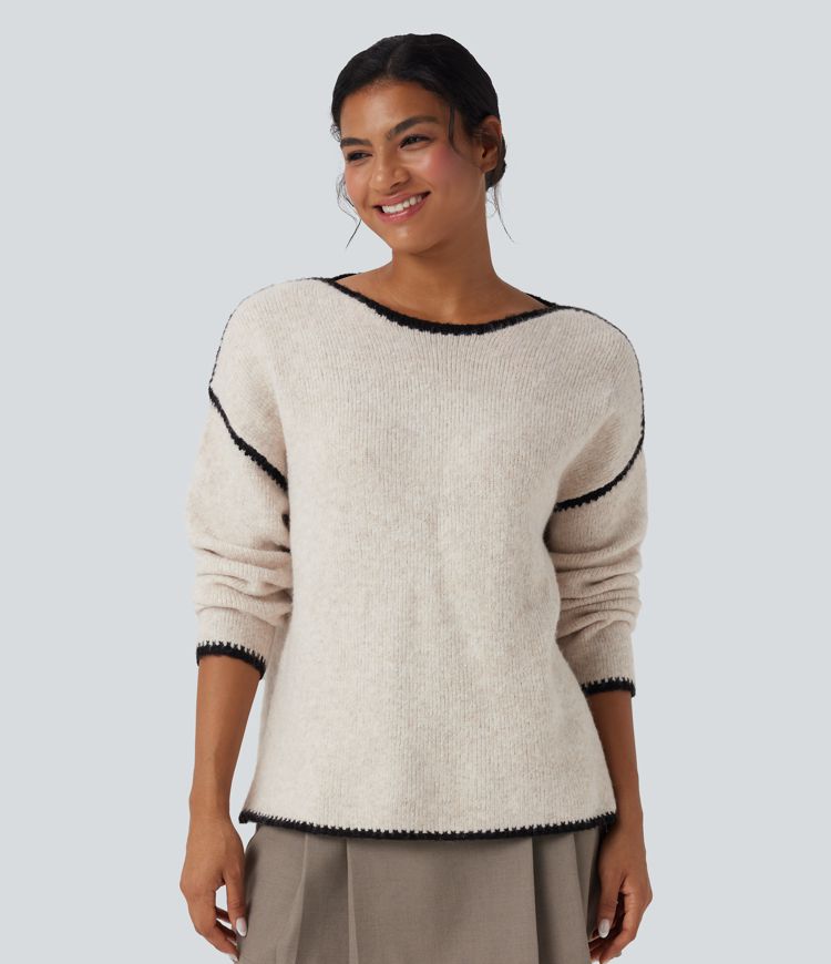 pull décontracté à blocs de couleur
