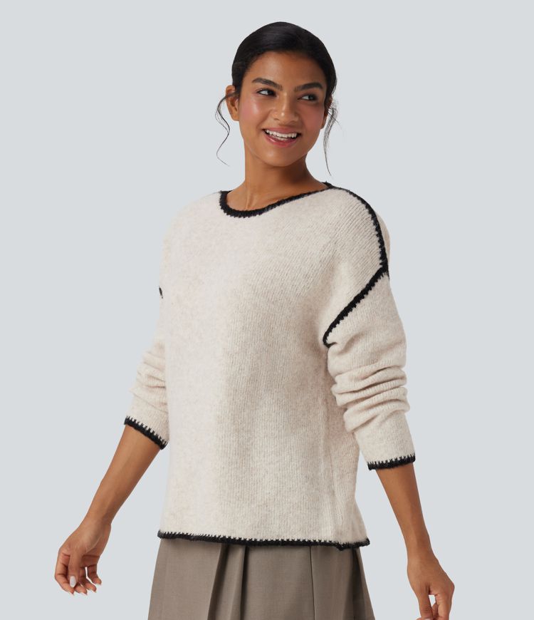 pull décontracté à blocs de couleur