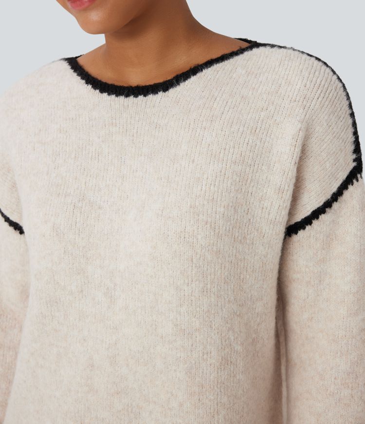 pull décontracté à blocs de couleur