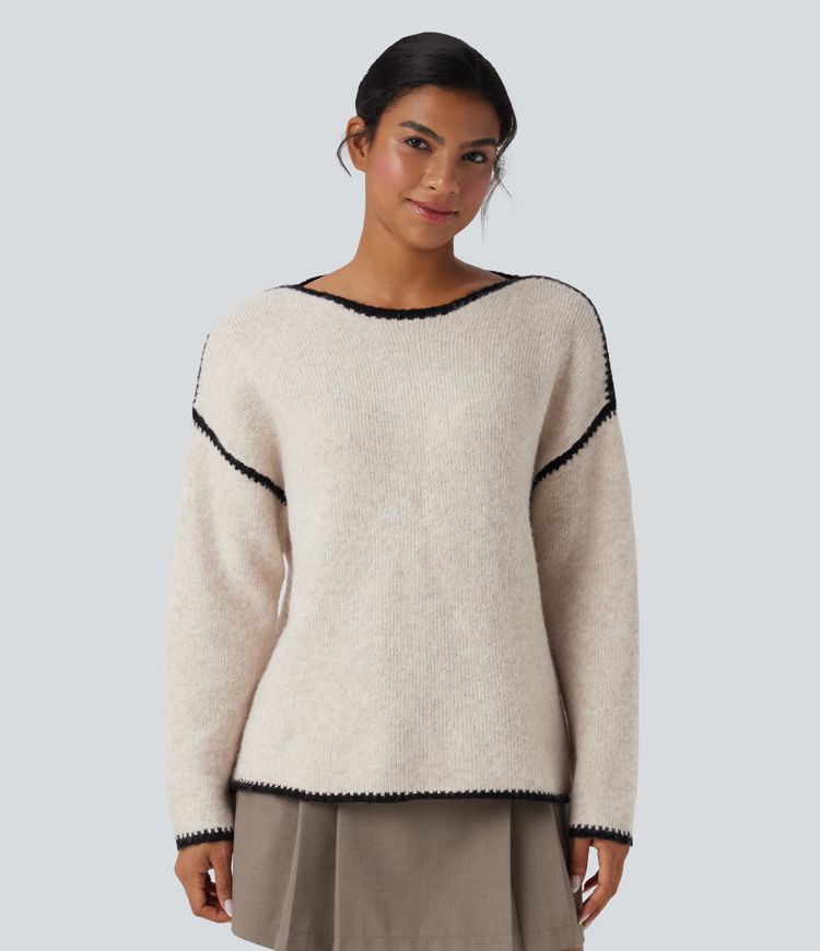 pull décontracté à blocs de couleur