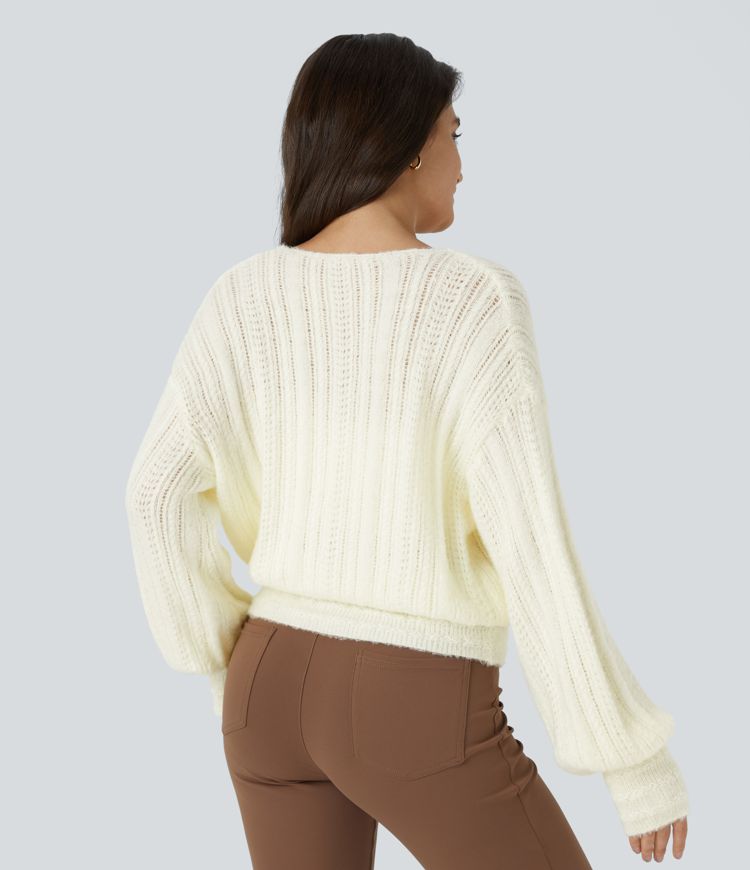 pull de travail transparent à col en v et manches longues - portable devant et derrière