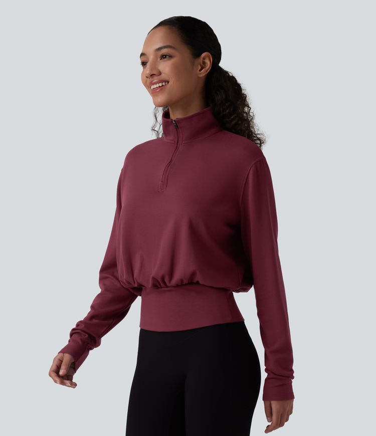sweat-shirt de travail chaud à col montant et demi-zip à manches longues halara heatcore