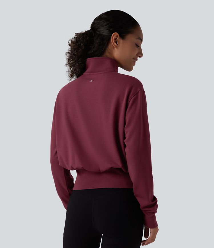 sweat-shirt de travail chaud à col montant et demi-zip à manches longues halara heatcore