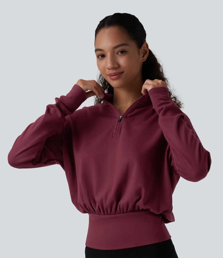 sweat-shirt de travail chaud à col montant et demi-zip à manches longues halara heatcore
