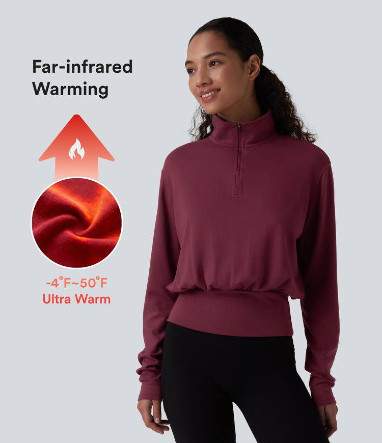 sweat-shirt de travail chaud à col montant et demi-zip à manches longues halara heatcore