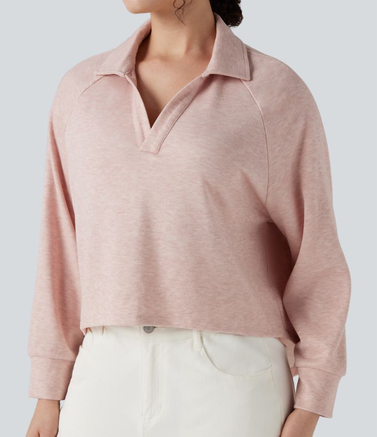 sweat-shirt décontracté à manches longues raglan et col asymétrique