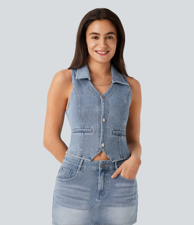 débardeur court décontracté en denim halara flex