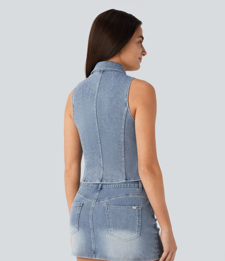 débardeur court décontracté en denim halara flex