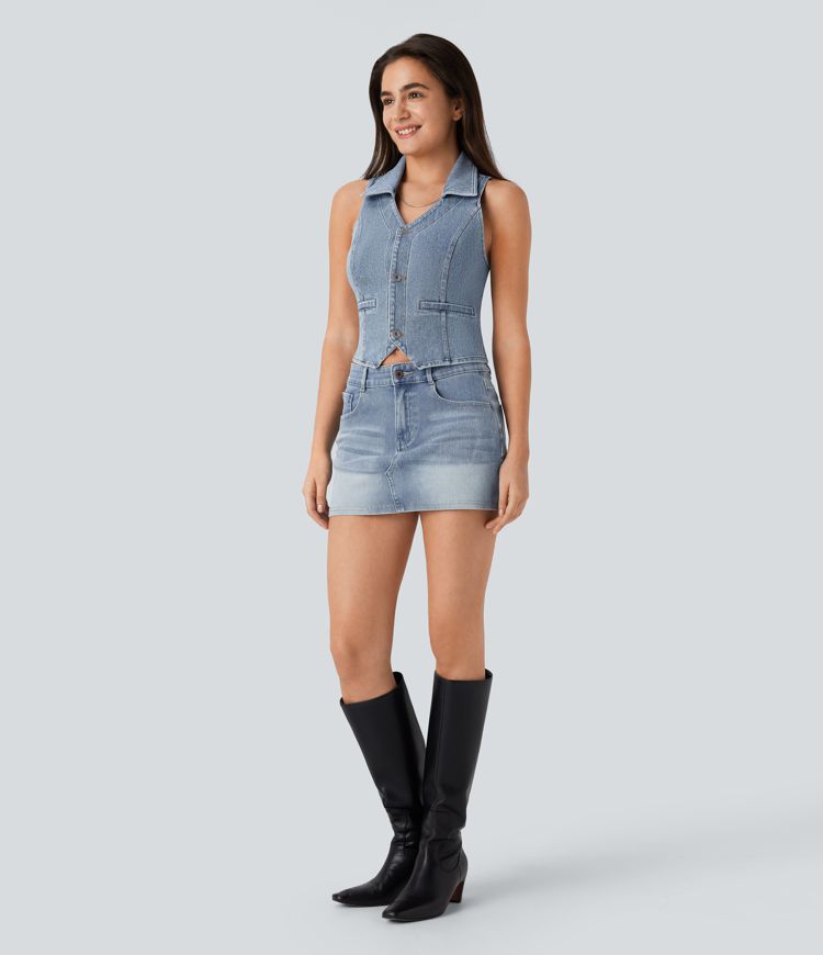 débardeur court décontracté en denim halara flex