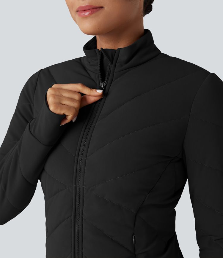 veste matelassée décontractée puffflex à col montant manches longues et passe-pouces avec poches