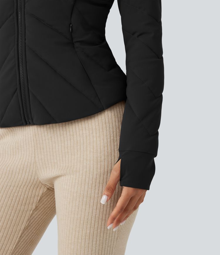 veste matelassée décontractée puffflex à col montant manches longues et passe-pouces avec poches