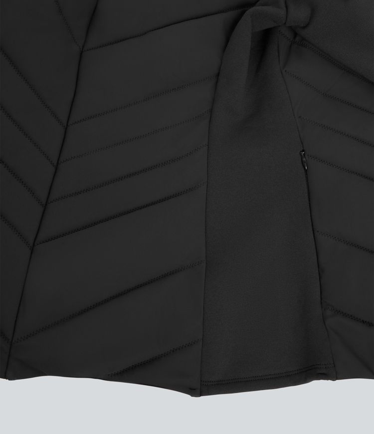 veste de course matelassée à col montant fermeture éclair et manches longues avec poches