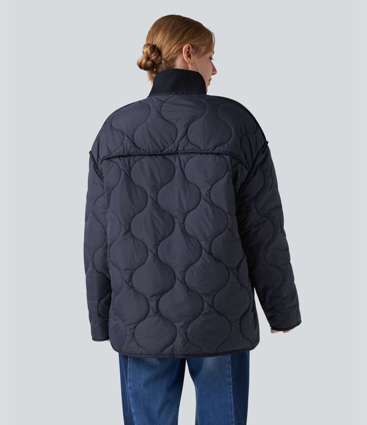 veste matelassée décontractée à col montant zippé manches longues et poches
