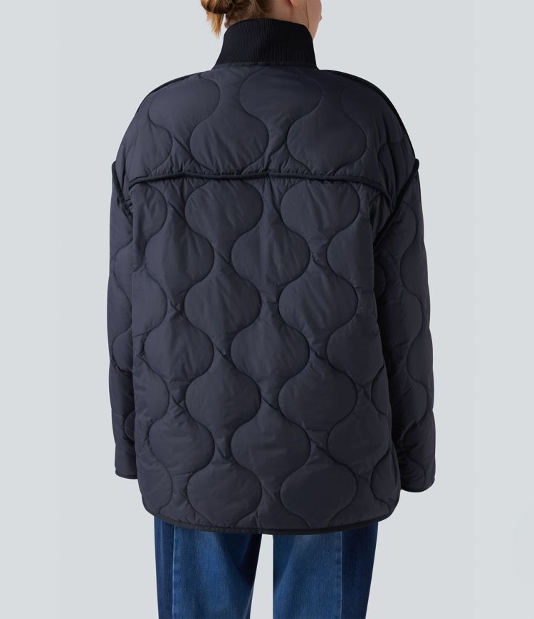 veste matelassée décontractée à col montant zippé manches longues et poches