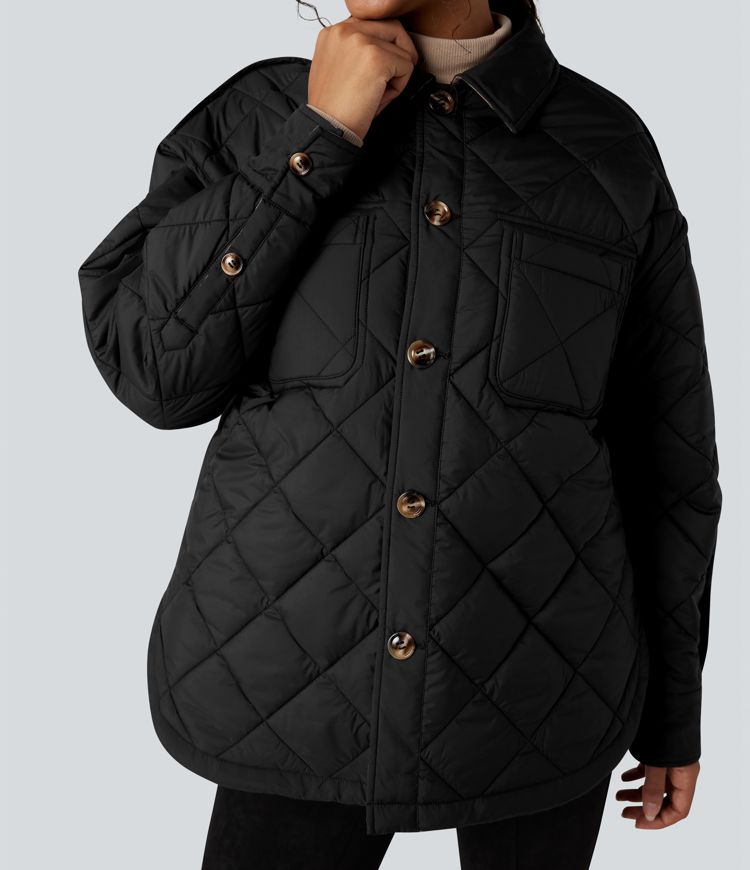 veste matelassée décontractée à manches longues réversible résistante et déperlante avec poches