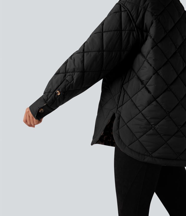 veste matelassée décontractée à manches longues réversible résistante et déperlante avec poches