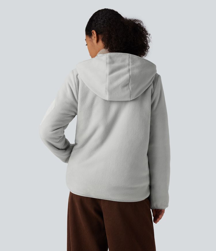 veste polaire matelassée décontractée à capuche réversible manches longues fermeture éclair et poches deux looks en un
