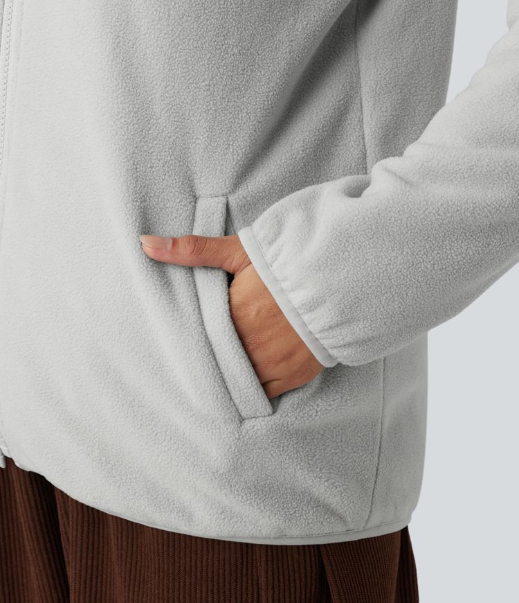 veste polaire matelassée décontractée à capuche réversible manches longues fermeture éclair et poches deux looks en un