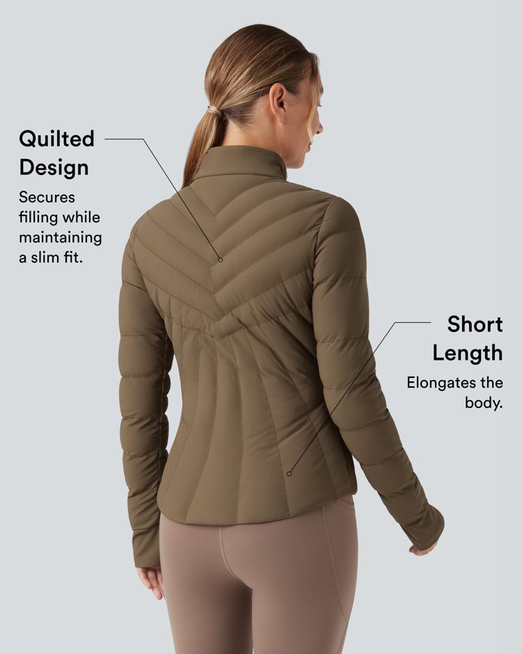 veste de sport rembourrée et extensible puffflex à col montant et passe-pouces avec poches