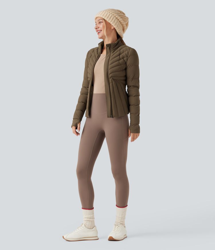 veste de sport rembourrée et extensible puffflex à col montant et passe-pouces avec poches