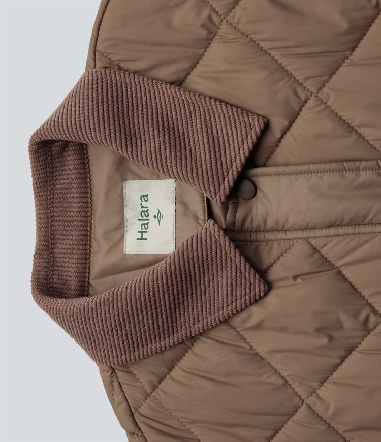 veste de travail décontractée en velours côtelé contrasté résistante à leau et dotée de poches et dun cordon de serrage.