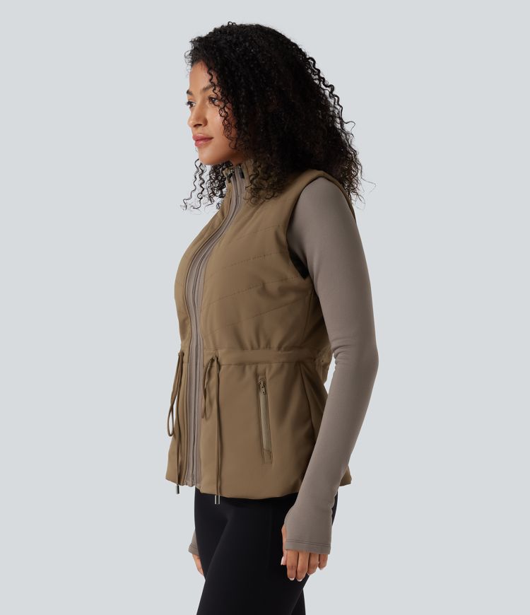 veste polaire 3 en 1 à col montant et manches longues avec passe-pouces et gilet matelassé avec poches