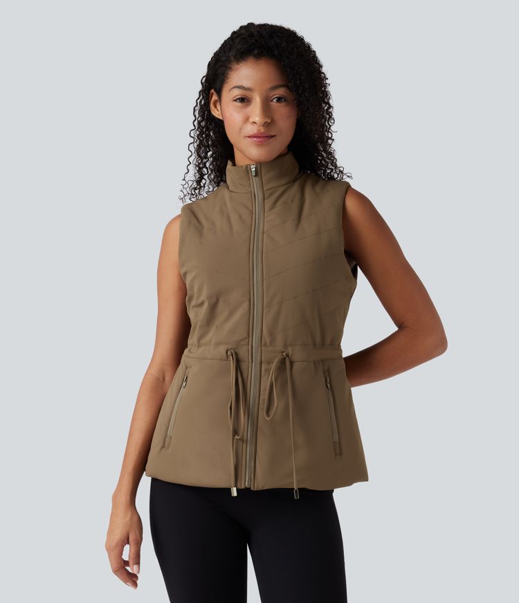 veste polaire 3 en 1 à col montant et manches longues avec passe-pouces et gilet matelassé avec poches