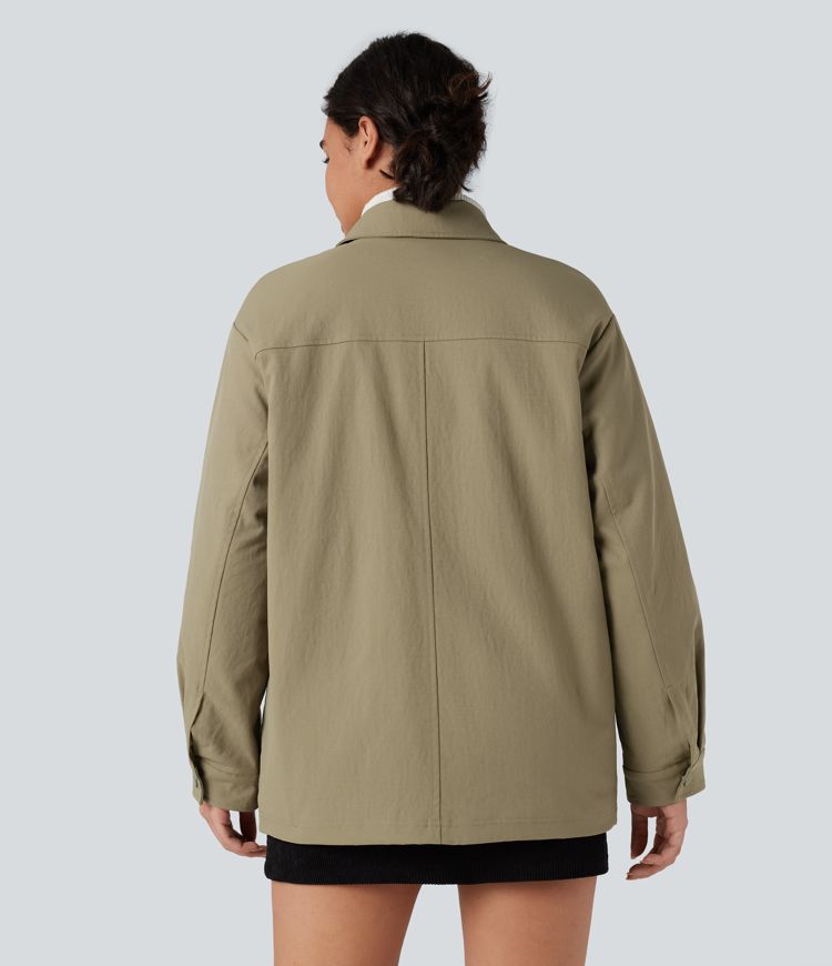 veste surchemise décontractée à manches longues zippée et matelassée avec poches