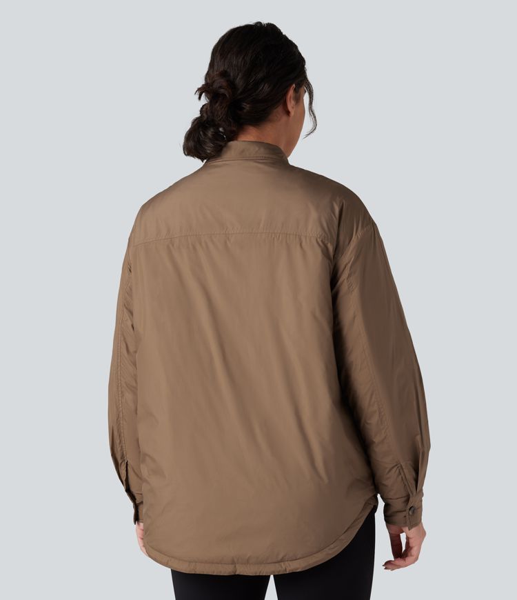 veste matelassée décontractée avec poches col et ourlet arrondi résistante à leau.