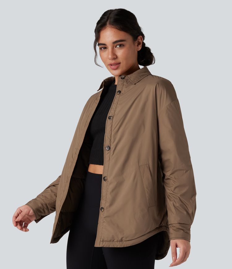 veste matelassée décontractée avec poches col et ourlet arrondi résistante à leau.